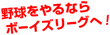 野球をやるならボーイズリーグへ！